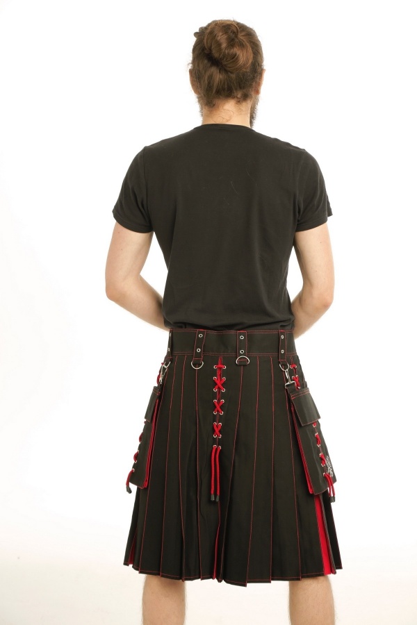 BLACK AND RED HYBRID KILT