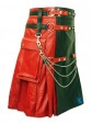 Kilt À La Mode En Cuir Rouge Et Noir