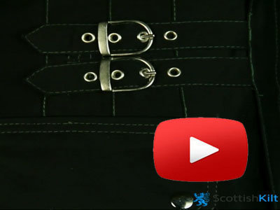 black Cargo Kilt for Active Men with contrast thread